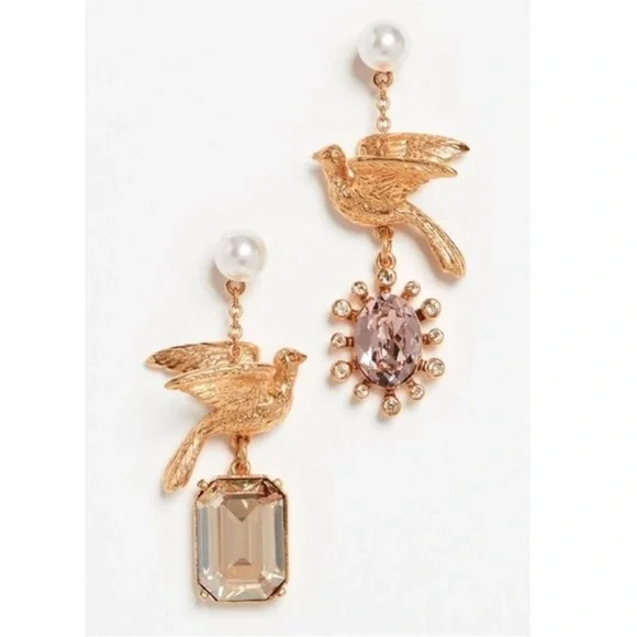 Oscar De La Renta RUNWAY Gold Dove
Mismatched Gem Earrings - Picture 3 of 14